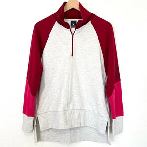 Nike Quarter 1/4 Zip Long Sleeve Dri-Fit Berry Pink Grey Color Block Small